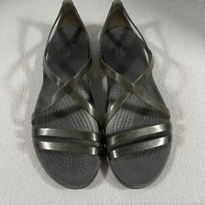 Crocs isabella Womens Jelly Sandals Dark Grey/black Strappy Flat Slip On Size 9